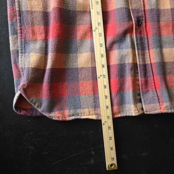 Vintage Retro L.L. Bean Mens Flannel Shirt Barn Chore L Plaid Button Up Long Sle - Picture 7 of 8